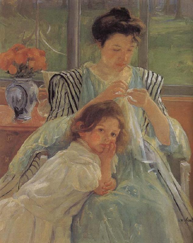 Mary Cassatt The young mother is sewing oil painting picture